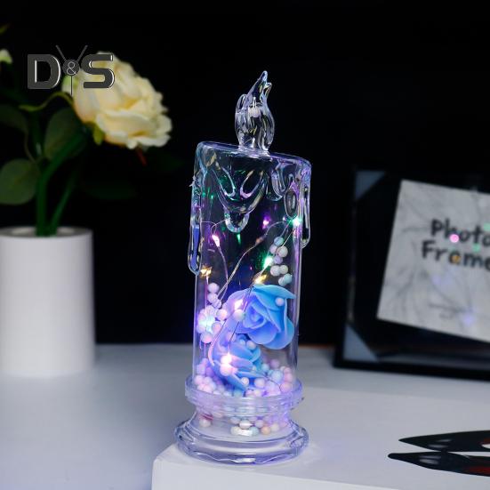 1 szt./2 szt. Wieczne kwiaty Bezpłomieniowe świece LED Migoczące świece filarowe Walentynkowe lampki nocne na ślub, dekorację domu