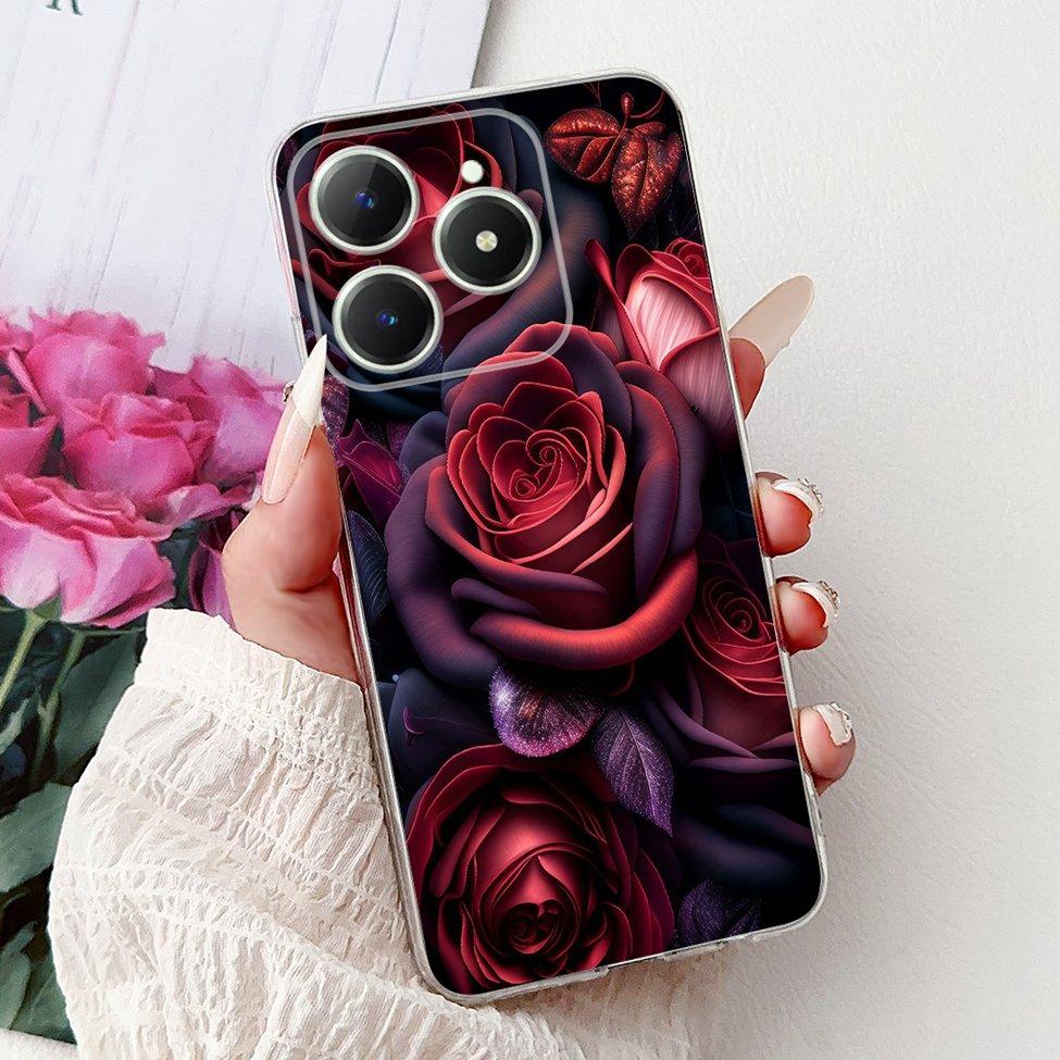 4G Clear For Realme Note 60 Case RMX3933 Luxury Butterfly Love Flowers Cool Lion Painted Phone Case For Realme Note 60X RMX3938
