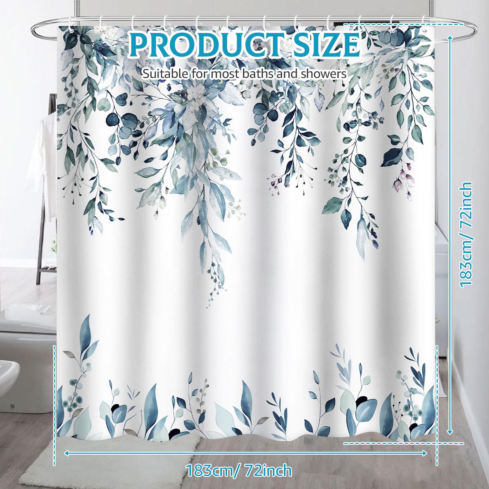 

Sage Green Eucalyptus Bathing Curtain With Hanging Rings Waterproof Bathroom Curtain Shower Curtain for Home Apartment 72 x72 Hook синий