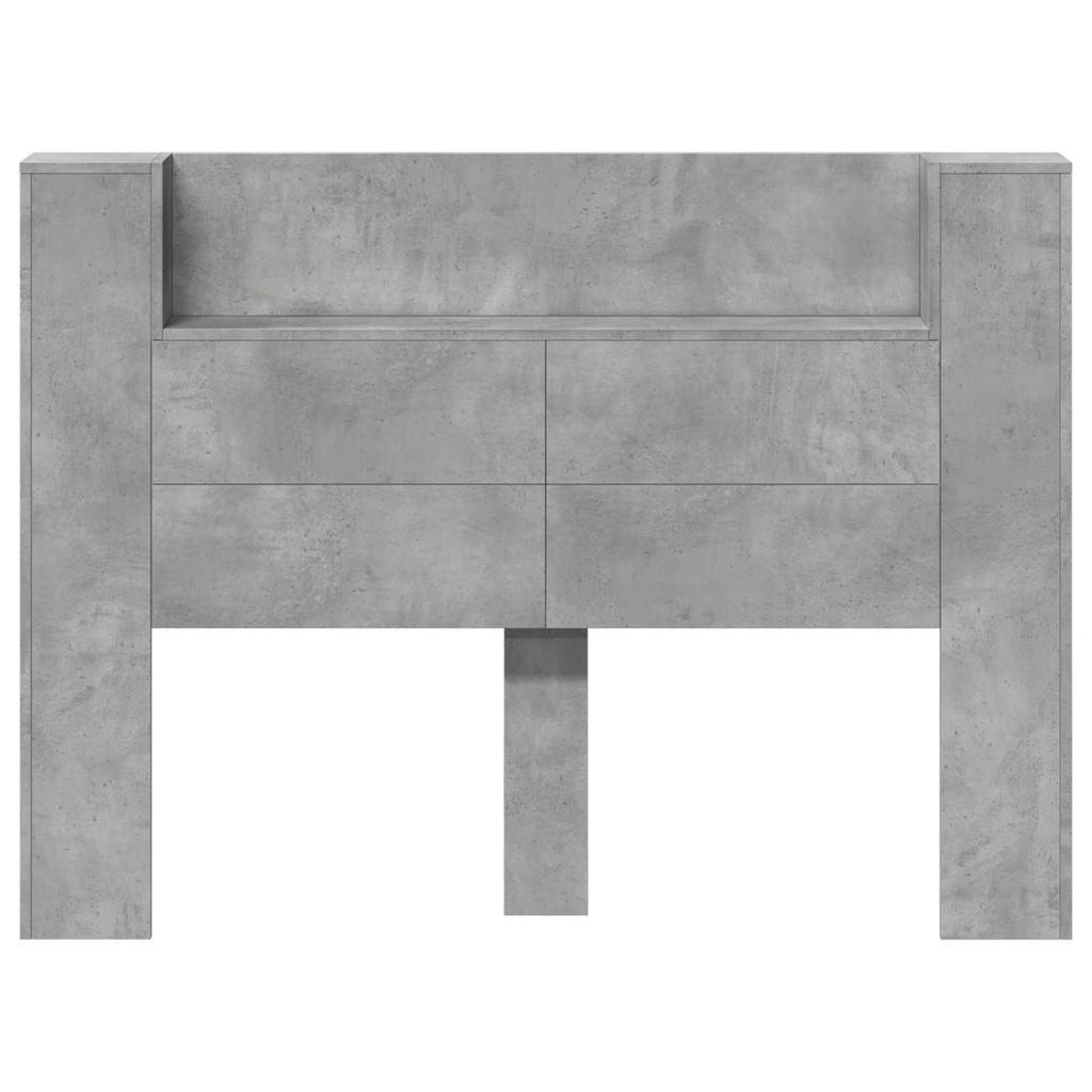 LED Headboard with Storage Space Concrete Grey Wood Based Material