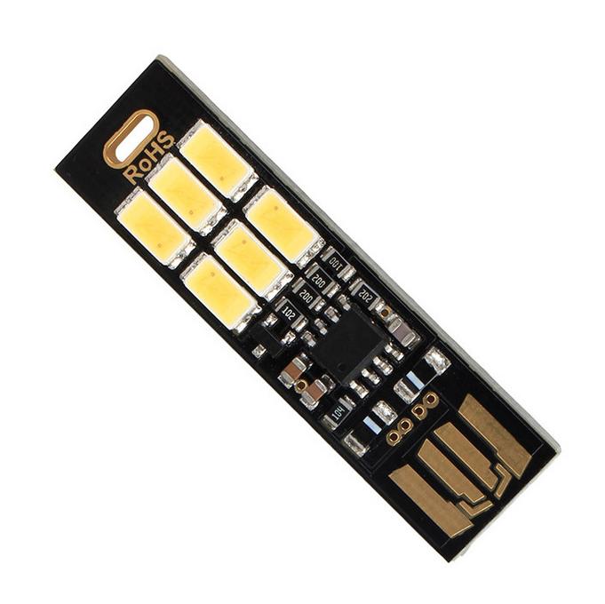 Mini 1711 USB 6LED SMD Light Portable 1V Touch Sensor Adjustable Dimming Night Light Warm White