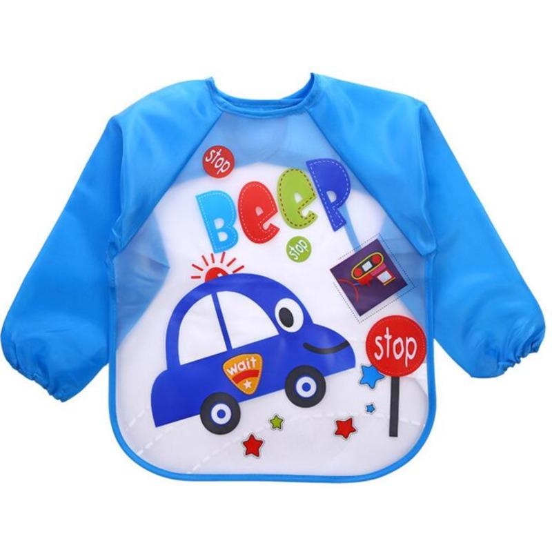 Baby Waterproof Bibs Apron Boys Girls Burp Cloth Toddler Child Newborn Feeding Painting Infant Long Sleeve Draw Animal Cartoon