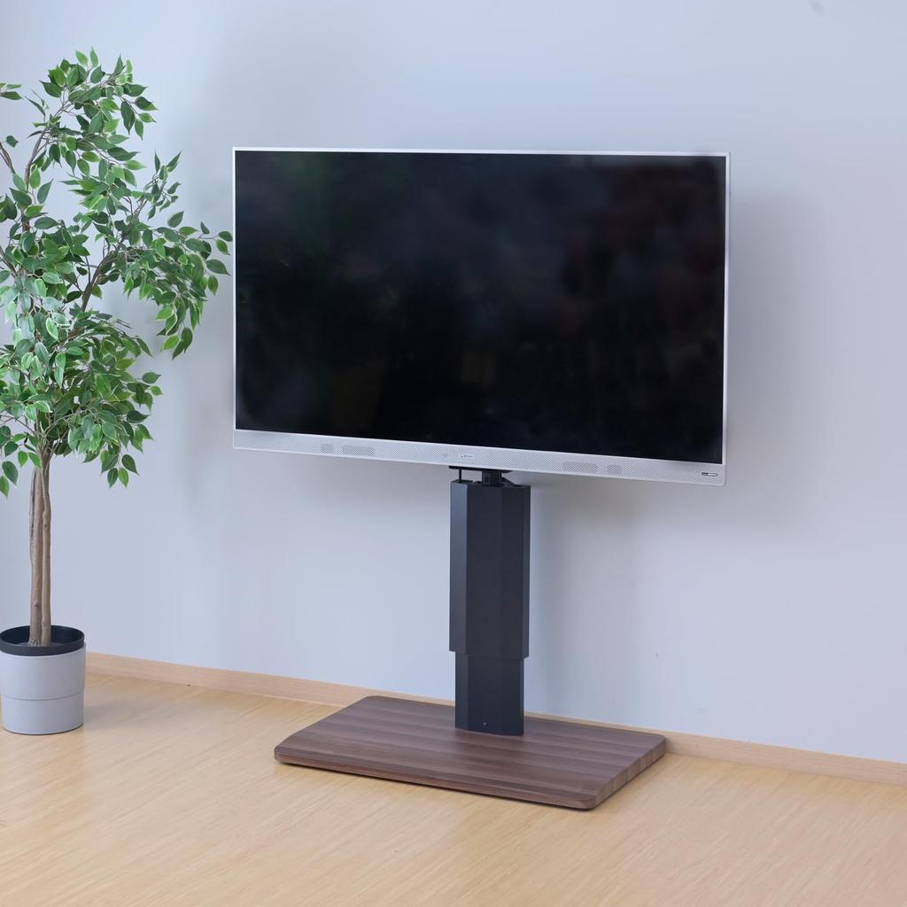 YAMAZEN TV TV Wall Stepless Height Lever Lift Casters 15 Degree Swivel Left and Width 80 X Depth 50 X Height Total Load Capacity Assembled Black