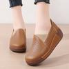 Hollow-out Women PU Leather Casual Shoes Fashion Wedge Heels Platform Shoes Slip-on Loafers Mother Shoes