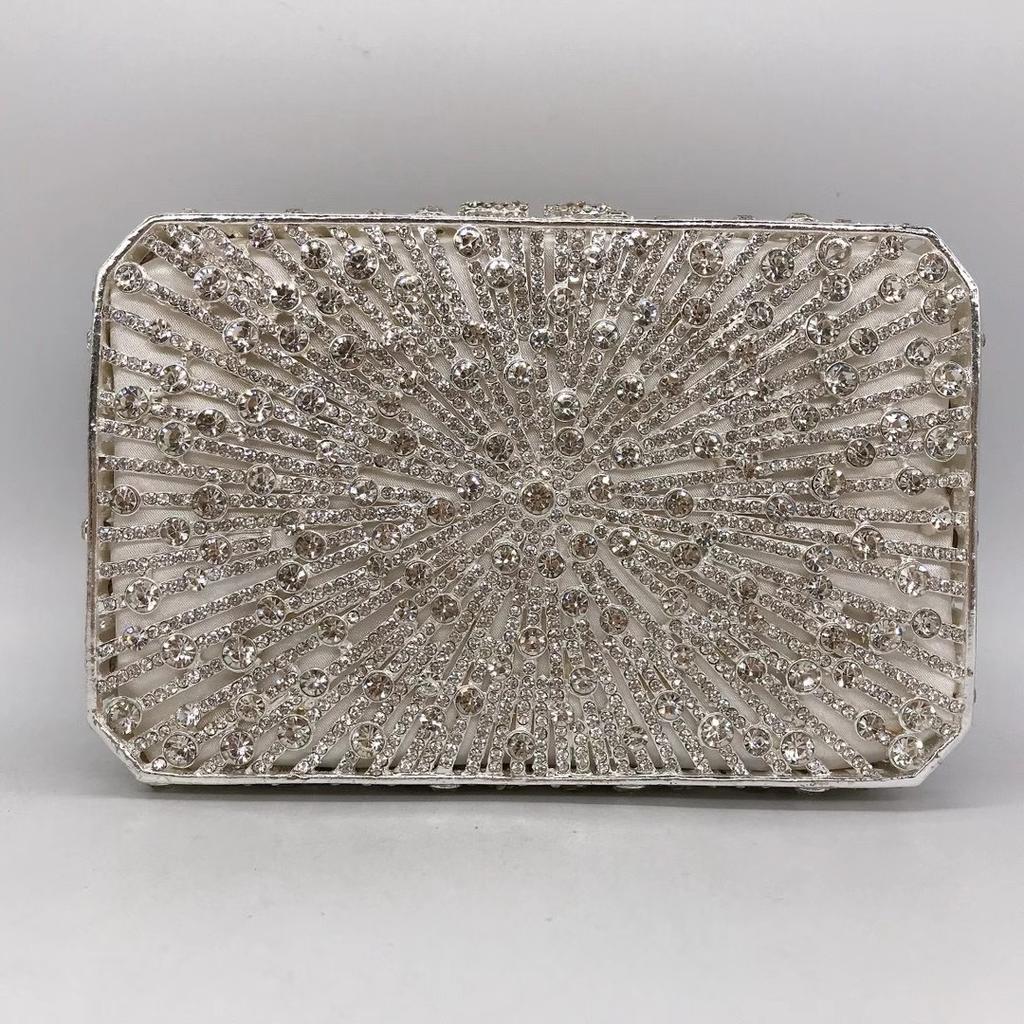 Silber/Weiß Strass Abendtaschen Diamant Hochzeit Brauttaschen Damen Handy Kette Kristall Handtaschen Neuankunft Taschen