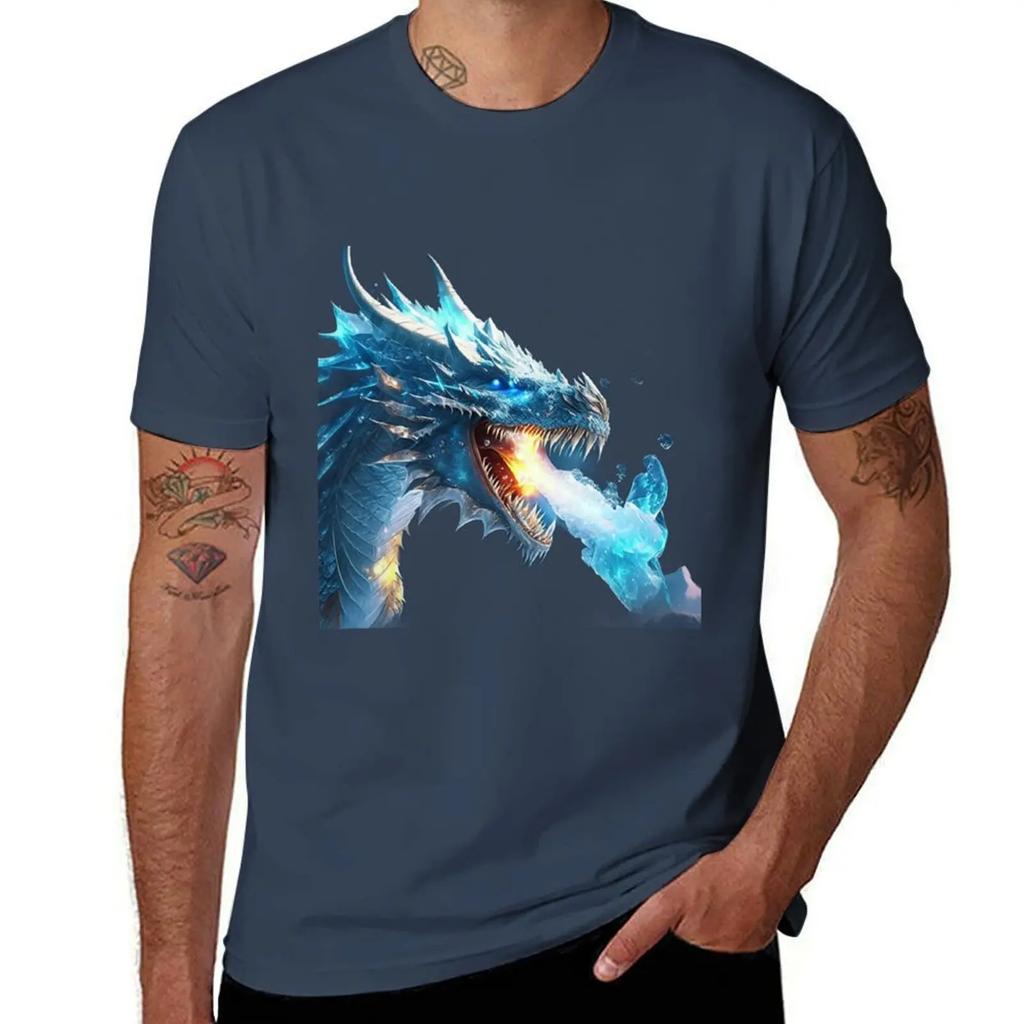 Ice dragon. T-Shirt customs design your own cotton graphic tees cute clothes customizeds tee shirts for men