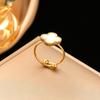 Adjustable 18k Titanium Steel Four-Leaf Clover Ring & Versatile Earrings for Women