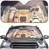 Talayituse Funny Family Dogs Print Windshield Sunshade for Car SUV Truck Foldable Uv Ray Reflector Front Window Sun Shade Visor Shield Cover