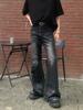 American retro gradual change washed micro pull jeans trendy men fashion sense tie dye high waist loose wide leg trousers tide