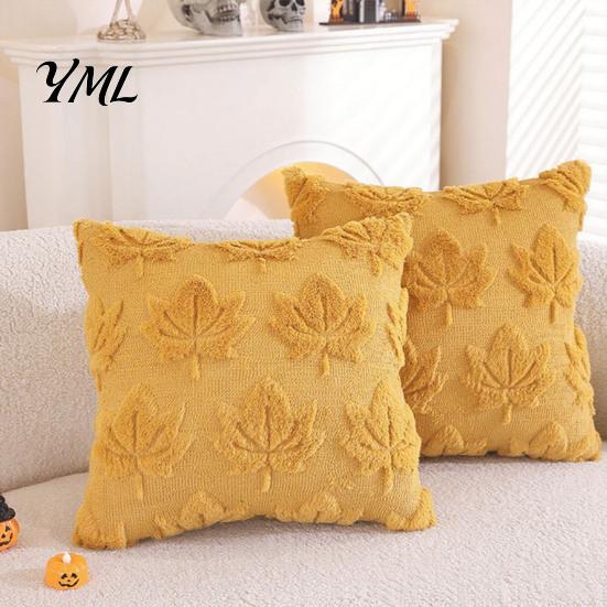 Soft Plush Ghost Decor Pumpkin Cushion Cover, Halloween Throw Pillow 18 X Inch Theme Indoor Cute Case for Spooky Season, Cozy Fall Home Decorative