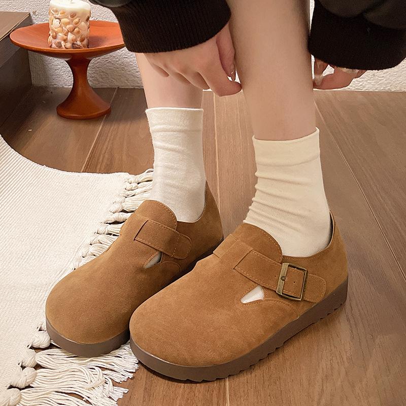 Autumn new ugly cute trendy with retro Boken casual flat single shoes lazy one pedal Doudou shoes woman