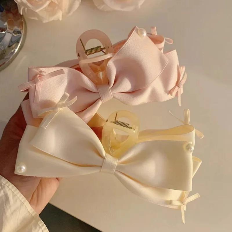 New Elegant Korean Bow Hairpin Pearl Accessory Simple Hair Clamp Creative Fashionable and Versatile Bow Hair Clip Hair Accessory