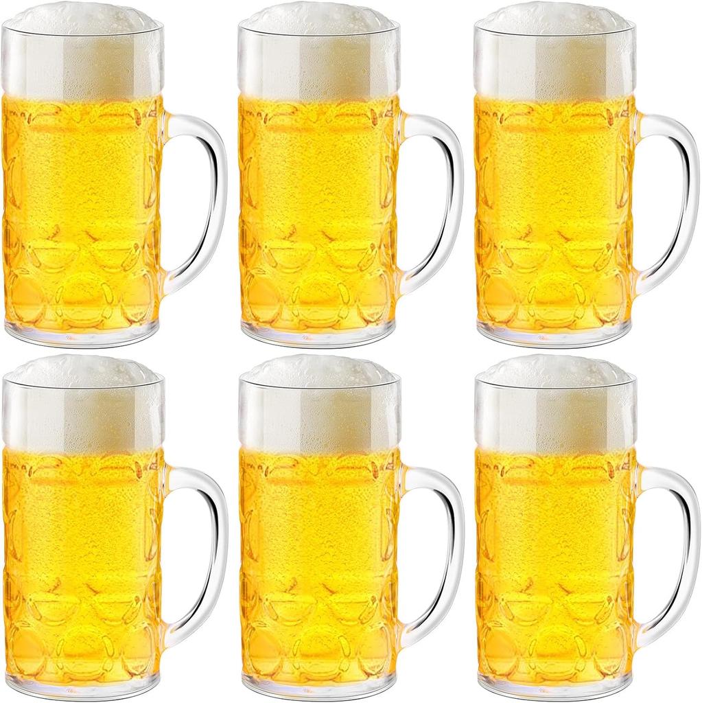 Kunststoff-Bierkrüge 20 oz./600ml Bierkrüge mit Henkel Wiederverwendbare Bierbecher Klare Große Bierkrüge für Bar-Getränke