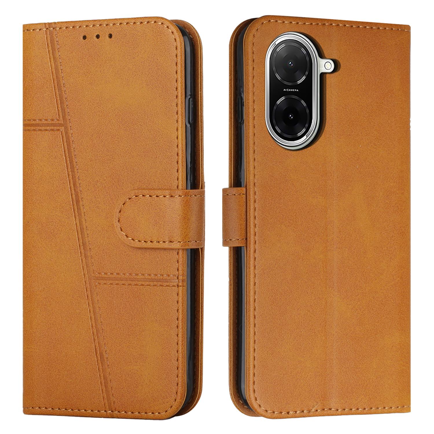 

Шкіряний чохол для Xiaomi Redmi A5 4G (171.7мм)/Захисний чохол-підставка для телефону Poco C71 4G Yellow