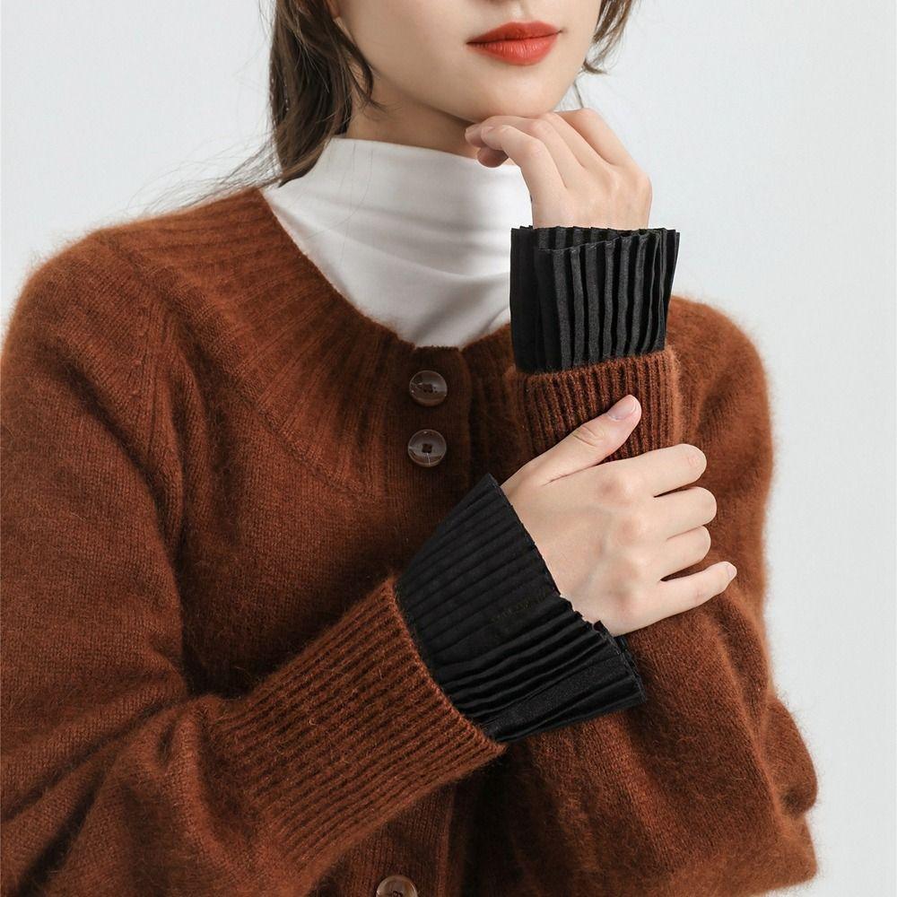 Detachable Cuffs Pleated Fake Sleeves Chiffon Fake Flared Sleeves  Sweater Decorative