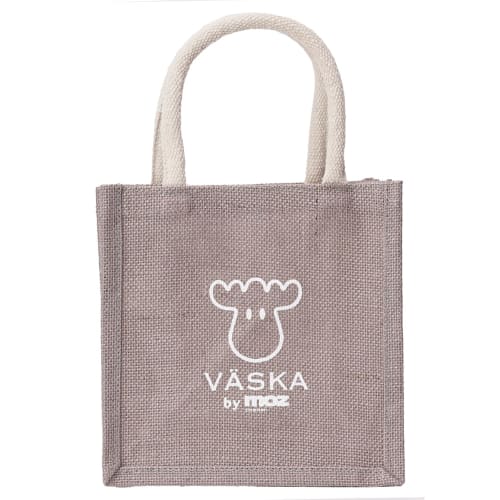 Limited Edition VASKA by Veska Small Tote Bag, Small, Mini Tote, Nordic, Swedish Elk Design, Women's, Walking Tote, Lunch Tote, Bento Tote, Jute, VSJJ
