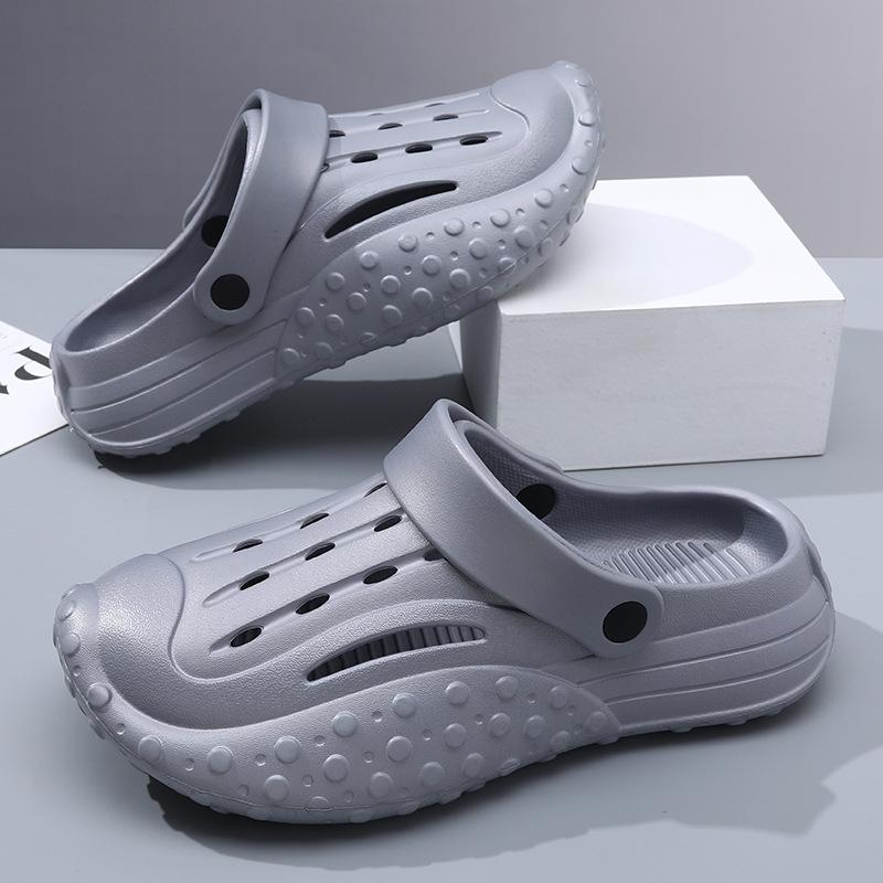 Summer men's solid color non-slip and wear-resistant hole shoes, thick soles increase height, leisure and comfort, outdoor beach