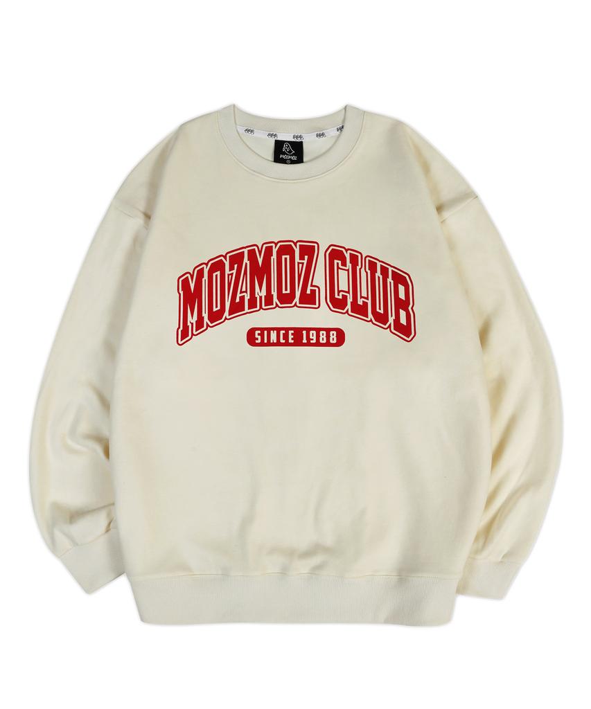 MOZMOZ Arch Logo Oversized Sweatshirt Cream