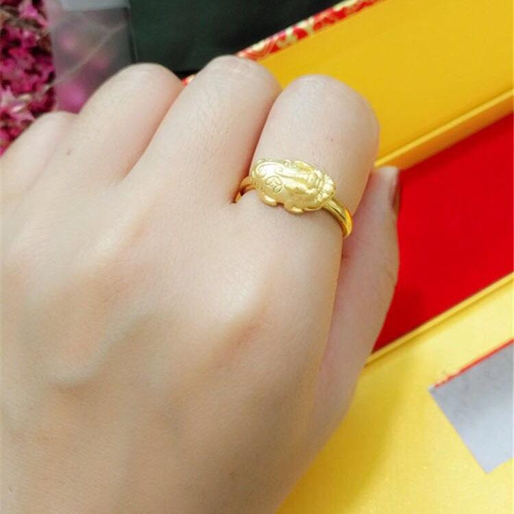 Korean Style Brass 3D Pixiu Bangle with Lucky Beads for Women