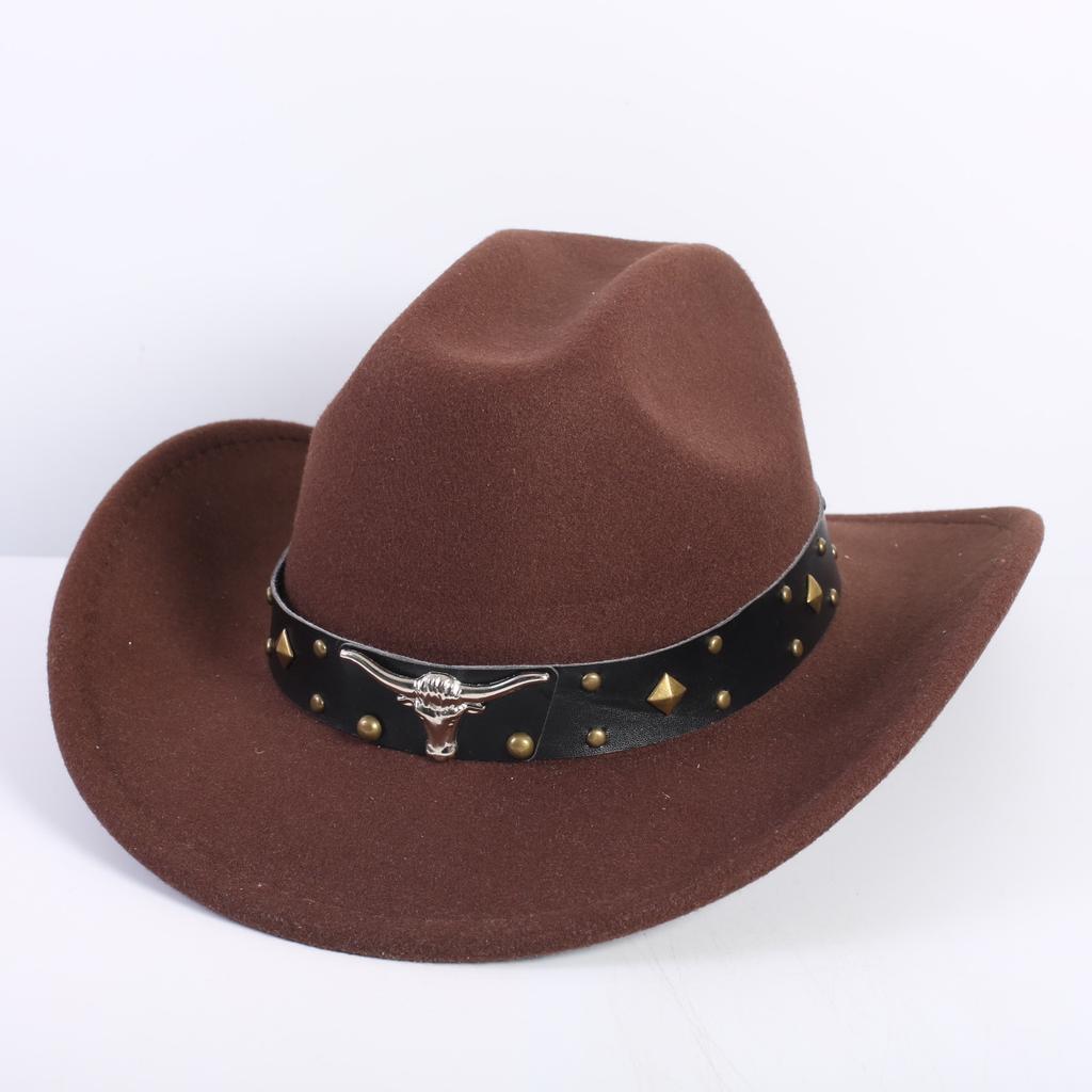 Popular European and American fashion OL style one-word cowboy hat men's and women's high-end top hat jazz hat felt hat