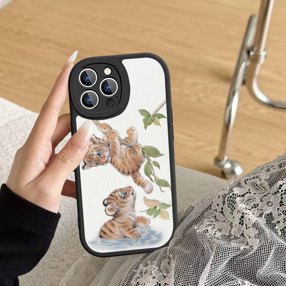 

Дикий цветок Сафари Малыши Медведь Для IPhone 16 15 14 13 12 11 Pro Max Plus Кожаный Чехол для Телефона 12 pro max
