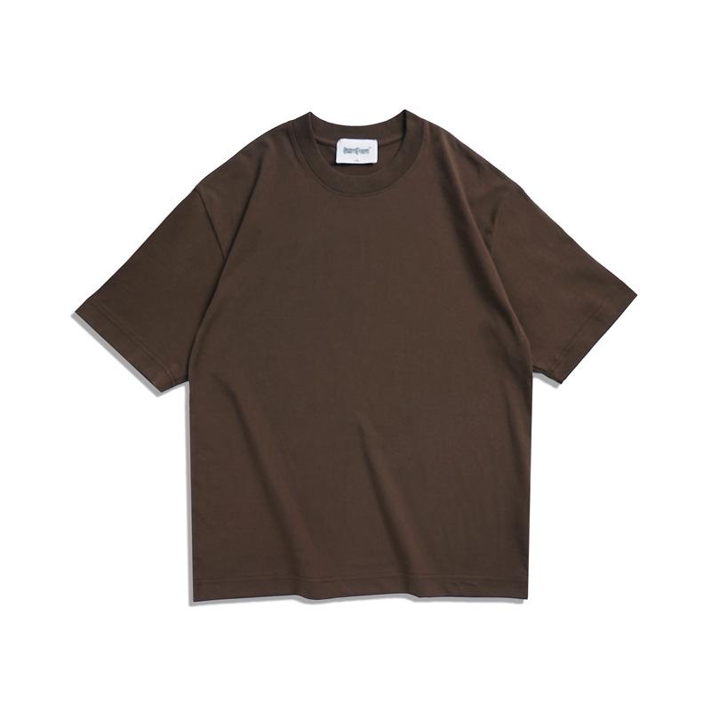 Solid Color Women's Summer Drop Shoulder T-shirt, Plus Size, Loose Fit, Double Gauze, 260g, Hong Kong Style.