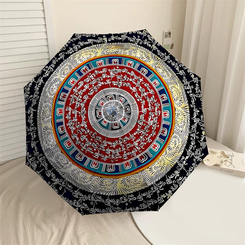 

1PC Mayan calendar Automatic Open/Close Umbrella with Windproof, 8-Rib Sturdy Canopy, Durable Ribs, Fashionable Design,1256a