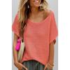2026 Summer New Fashion Casual Round Neck Solid Color Knit Loose Short Sleeve Women's Top