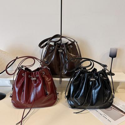 Textured Commuter Retro Large-capacity Bag New Women's Backpack Single Shoulder Bucket Bag