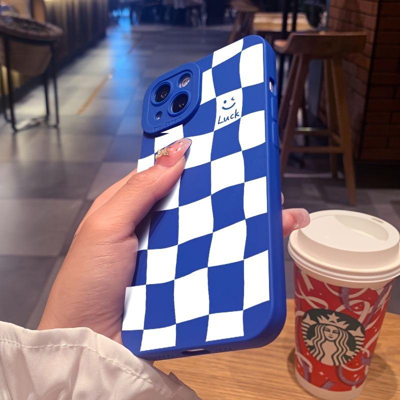 White Plaid Soft Phone Case for Apple iPhone 16/15/14/13/12 Pro Max/11 Protects Pupil Eye