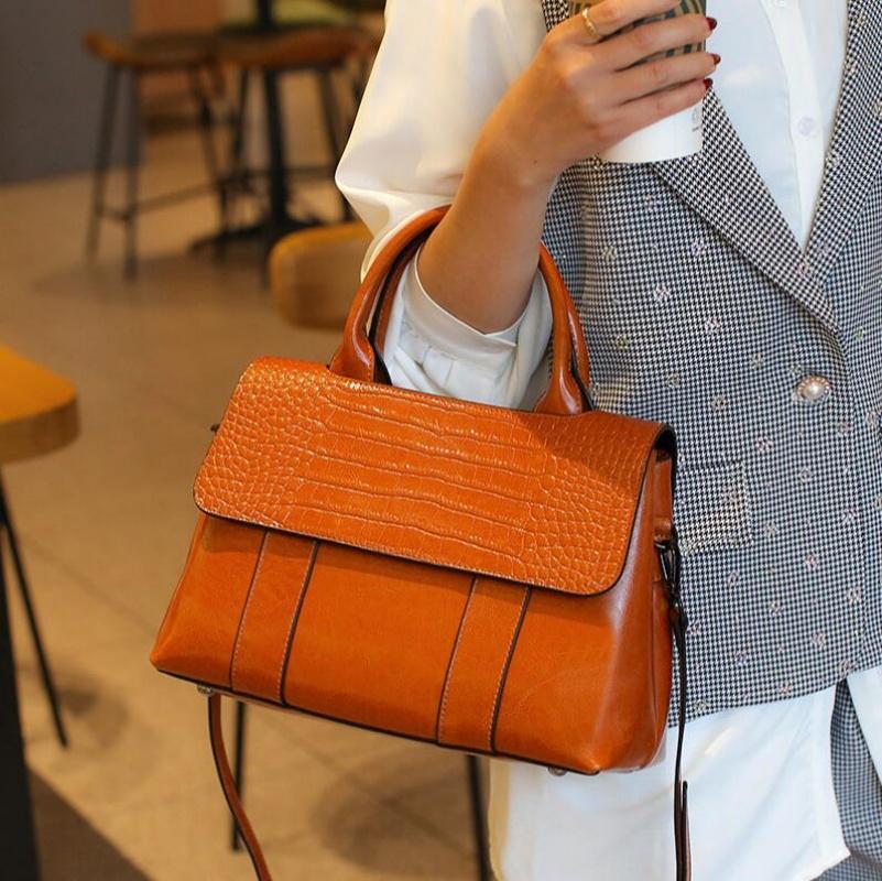 Echtleder Damen Handtaschen Luxus Designer Damen Tragetasche Retro Große Kapazität Umhängetasche Schultertasche Rindsleder Handtaschen