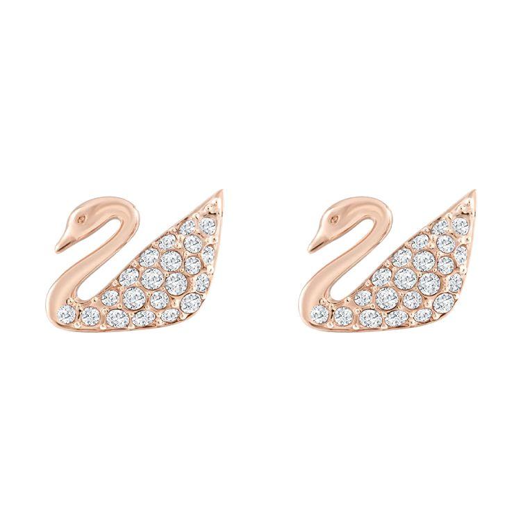 Swarovski Schwanförmige Kristall-Steckohrringe Damenohrringe Roségold 5144289
