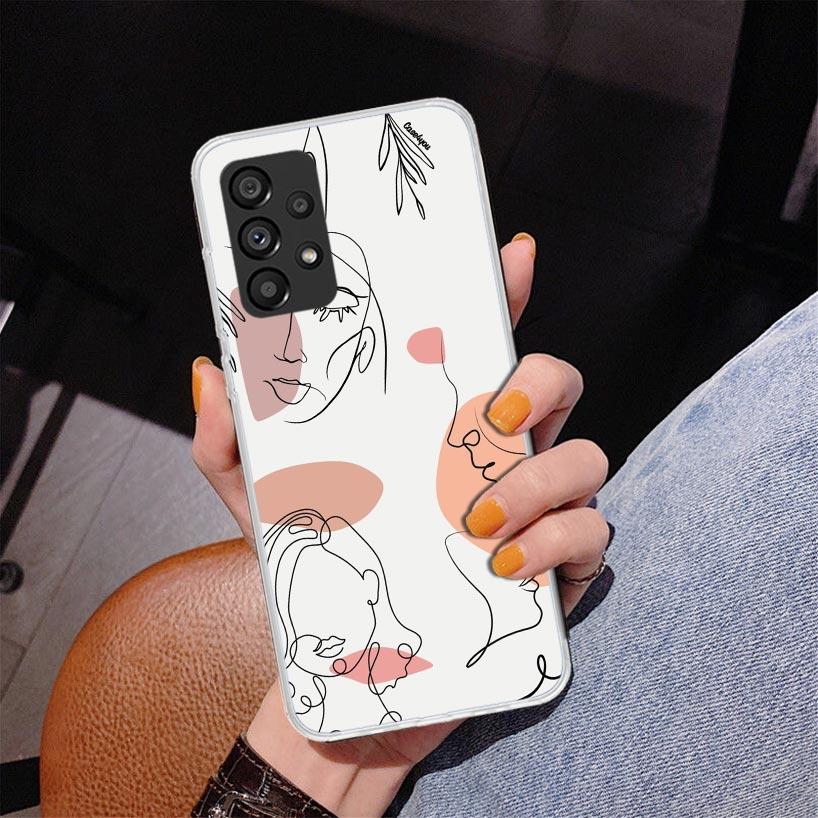 Abstract Line Women Face Phnoe Case for Samsung Galaxy A17 A37 A57 A16 A26 A36 A56 A15 A14 A13 A55 A54 A53 A35 A34 A33 A25 A24 A
