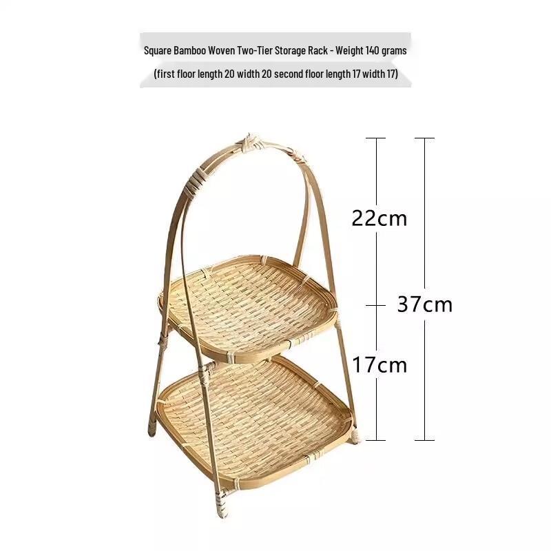 Jingyuheng Square Bamboo 9-Compartment Double-Layer Serving Tray