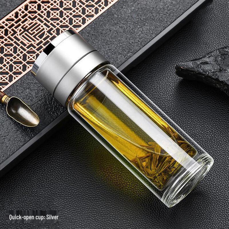 Portable Double-Wall Glass Tea Infuser Bottle