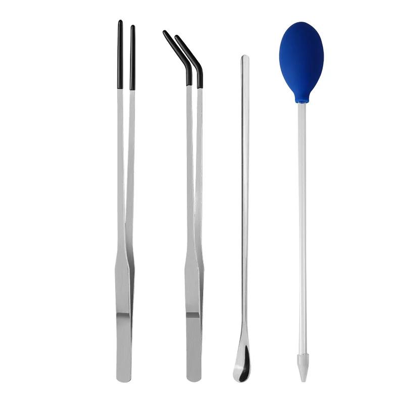 Stainless Steel Reptile Feeding Tongs With Rubber Tips Aquarium Aquarium Straight And Curved Tweezers Pet Feeding Accessories