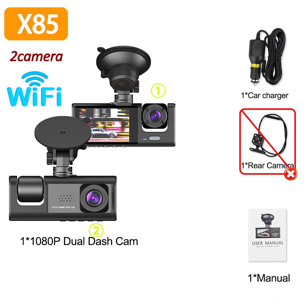 WIFI DVR de voiture 3 Caméras 1080P Caméra de tableau de bord pour voitures Application WIFI Enregistreur vidéo Double objectif Caméra de recul pour véhicule Accessoire de voiture