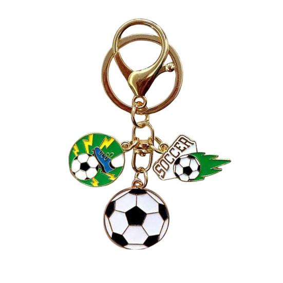 Keychain Pendant with Smooth Golden Lobster Clasp, Soccer Themed Charm Key Holder, Backpacks Car Keys Accessory