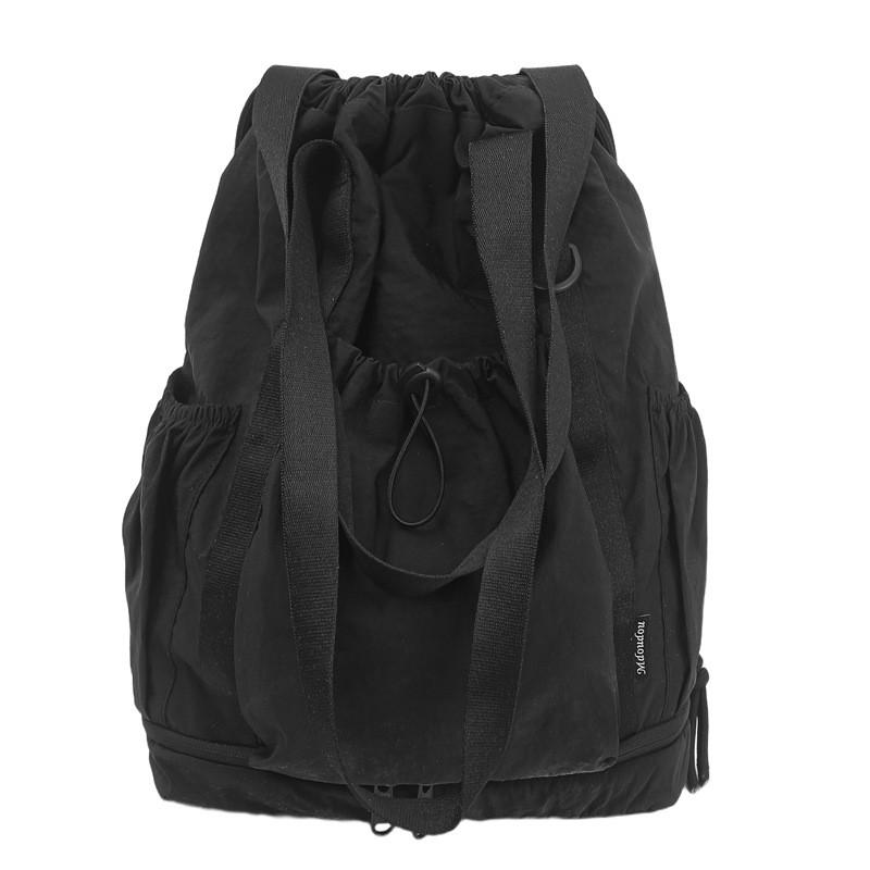 Travel And Hiking Solid Color Nylon Backpack With Drawstring Design