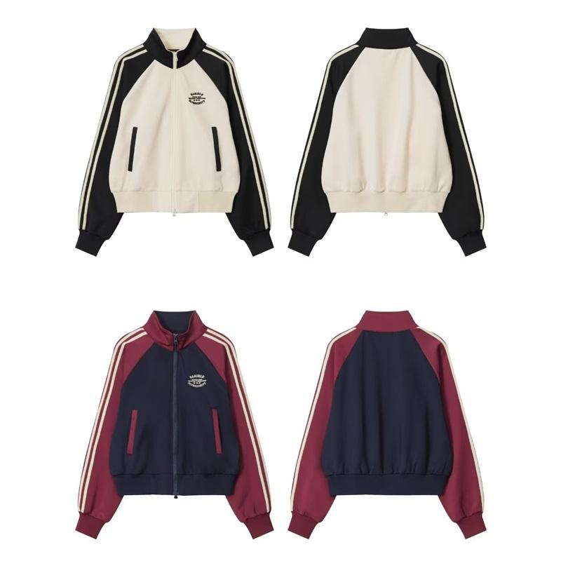 Veste Zippée Patchwork pour Femme Col Montant Casual Baseball