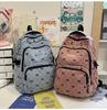 New Casual Fashionable Versatile Bowknot Backpack Cute Minimalist Large Capacity Printed School Bag 3-in-1 Storage Bag Set