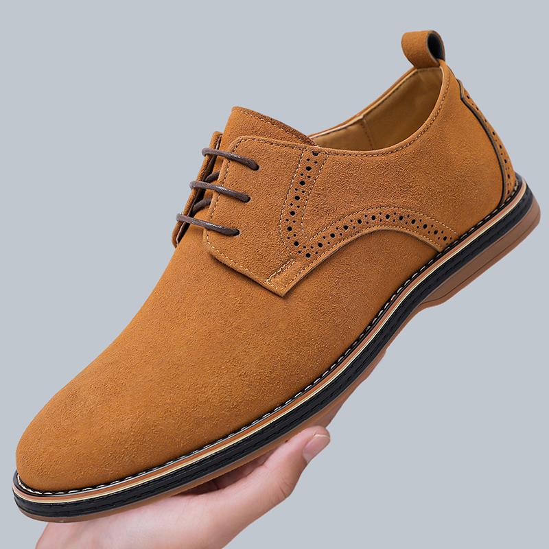 Men Brogue Casual Dress Shoes Soft Faux Leather Upper Non Slip Rubber Sole Business Walking Shoes Large Size Daily Office