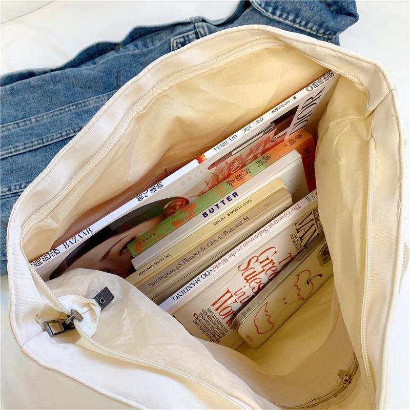 Japanese large-capacity canvas shoulder bag, light fashion trend women's business trip tote bag, commuter armpit bag