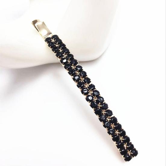 1Pc Women Two Row Rhinestone Hair Slide Clip Hairpin Bobby Pin Accessory Jewelry