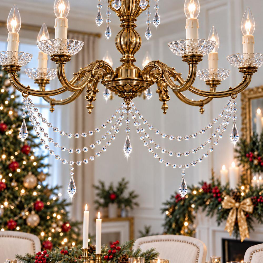 Clear Christmas Tree Hanging Pendant Crystal Bead Christmas Tree Garland Holiday
