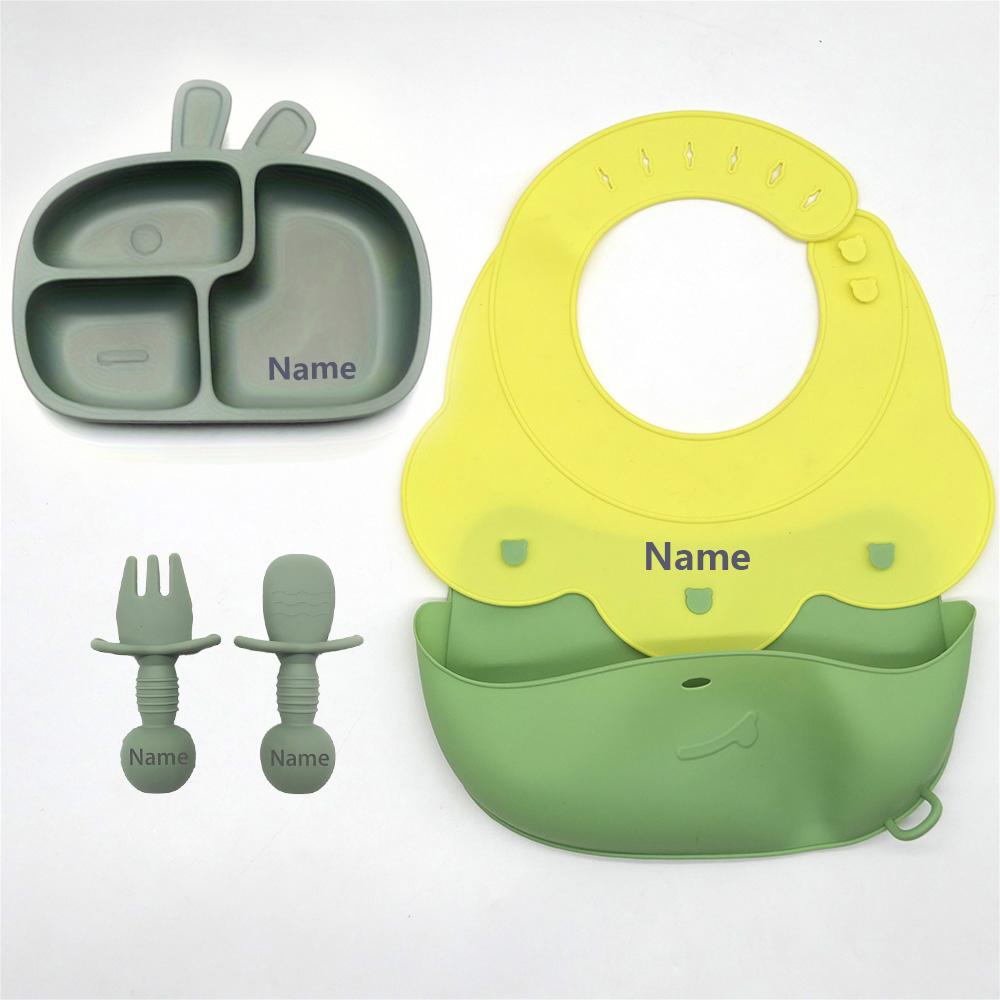 

Customizable Tableware Set ideal for Babies - Waterproof Simple to Clean featuring Free Name Engraving Creative Present Idea