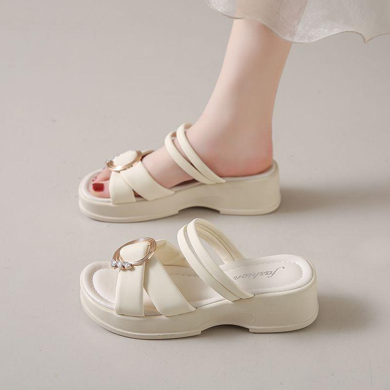 Fashion Sandals for Women Roman Style Open Toe Platform with Medium Heels Woman Shoes Pvc Sales Vintage Chic and Elegant Comfort Daily