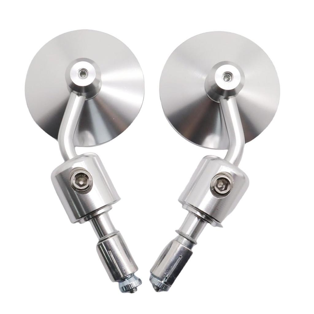 Universal Fit Motorcycle Rearview Mirror, Compatible with 0.9 inch (22 mm) Handles, Electroplated Silver, CNC Machining, Aluminum