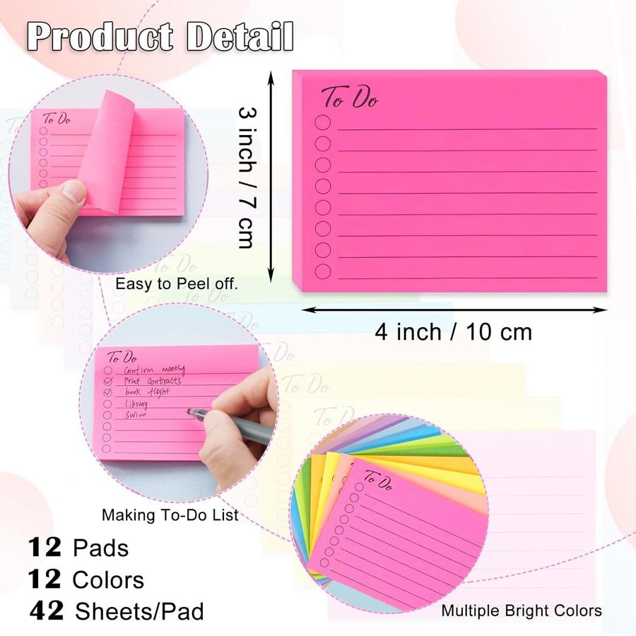 12PCS Memo Book Kawaii To Do List Tearable Message Book Daily Planner Memo Book Stationery Writing Book