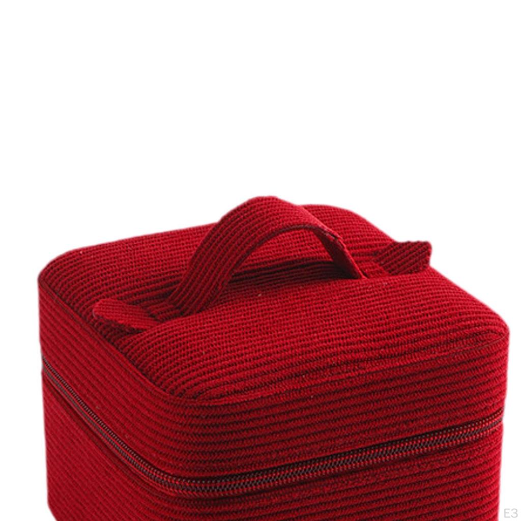 Corduroy Jewelry Box Organizer Container Desktop Gift Zipper Display Case for Bangles Dresser Women